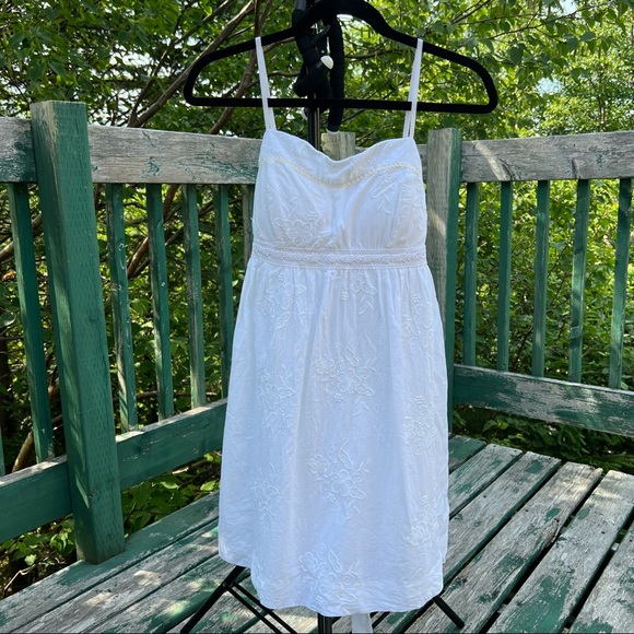 NWT White Cotton Summer Mini Dress - Picture 1 of 8